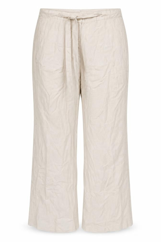 Front view of La Redoute Women's Beige Linen Trousers, size 14