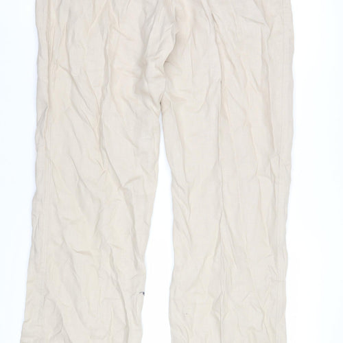 La Redoute Women's Beige Linen Trousers Size 14