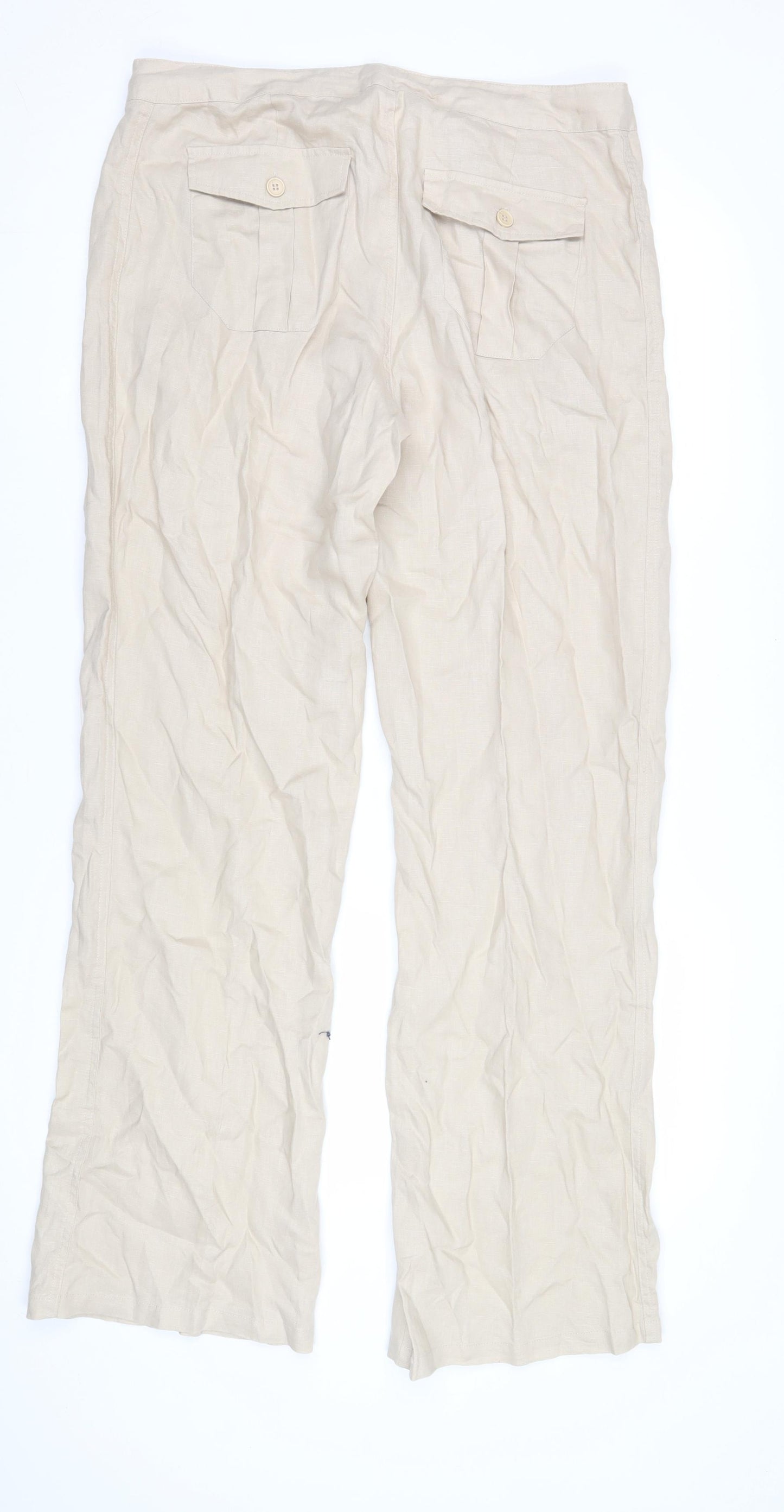 La Redoute Women's Beige Linen Trousers Size 14