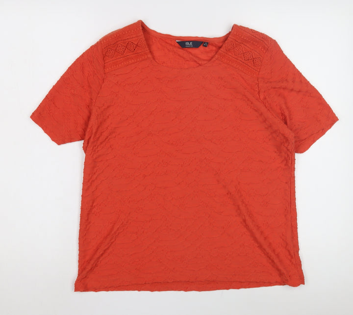 Isle Women's Orange Lace T-Shirt, Size M