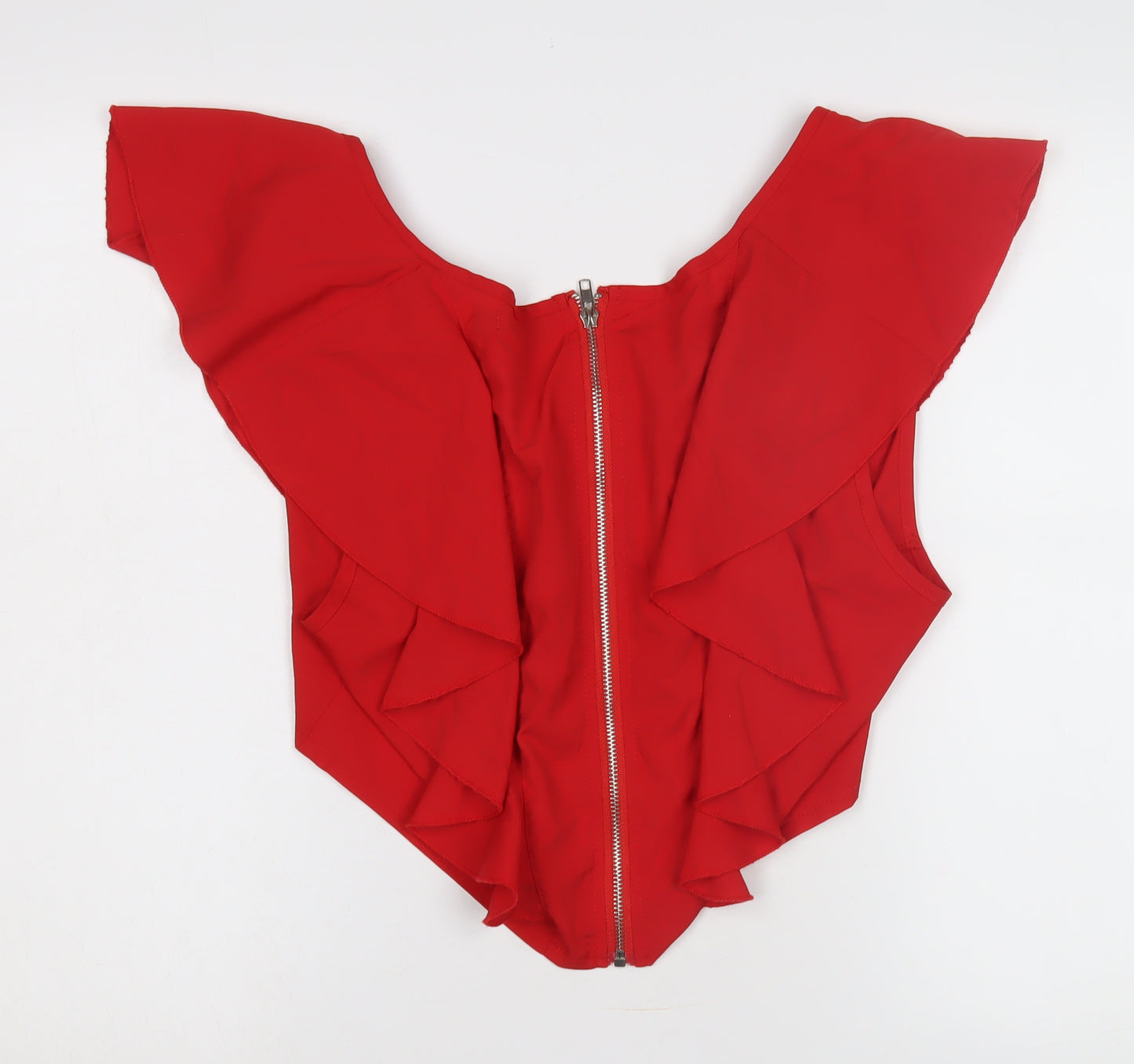 PrettyLittleThing Red Ruffle Wrap Blouse Size 16
