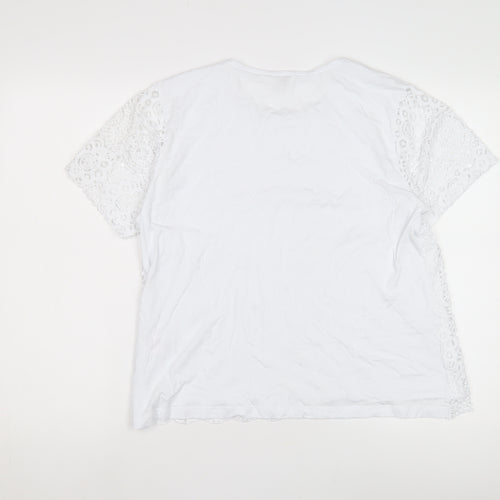 Cotton Traders Women's White Crochet Lace Blouse, Size 14