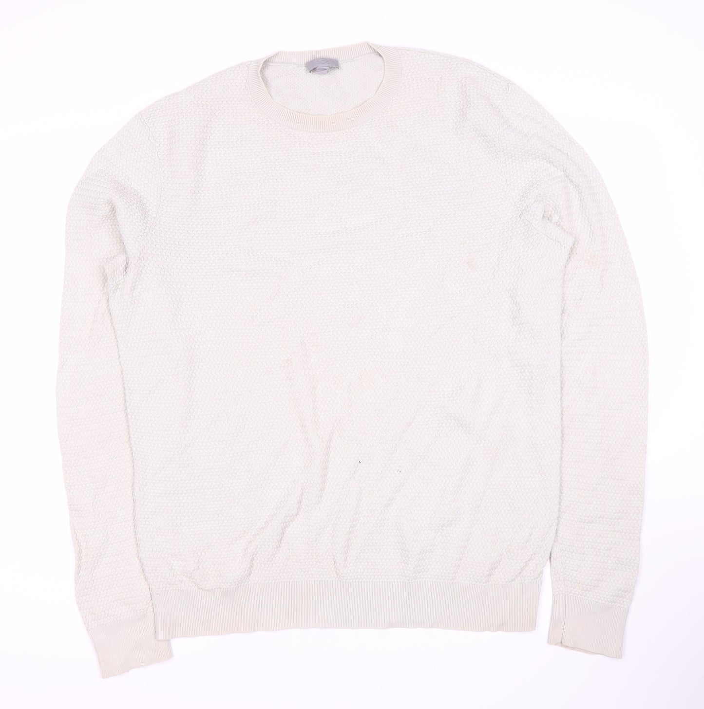 COS Men's White Knit Pullover Jumper - Regular Fit
