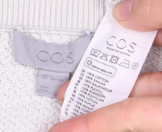 COS Men's White Knit Pullover Jumper - Regular Fit