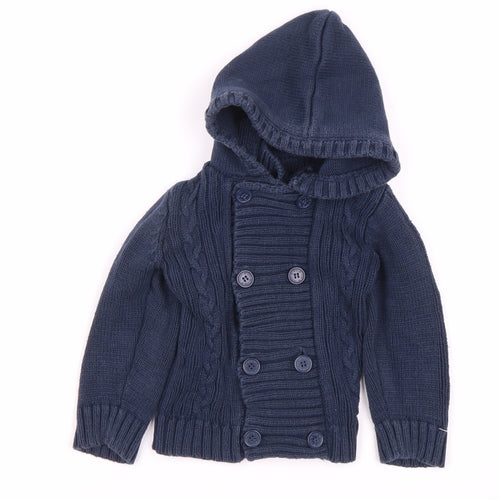 JoJo Maman Bébé Unisex Baby Blue Hooded Cardigan 12-18M
