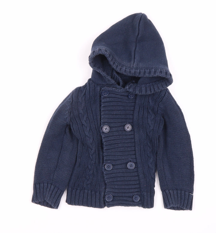 JoJo Maman Bébé Unisex Baby Blue Hooded Cardigan 12-18M