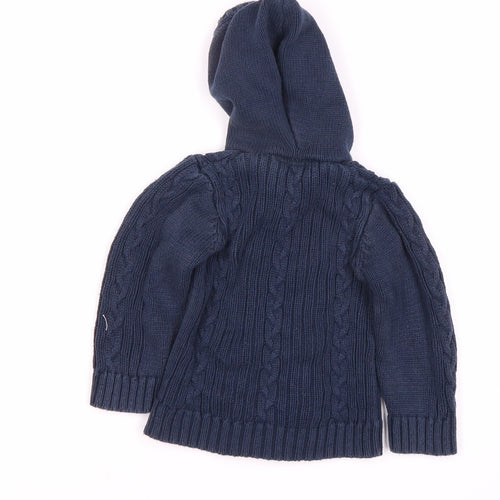 JoJo Maman Bébé Unisex Baby Blue Hooded Cardigan 12-18M
