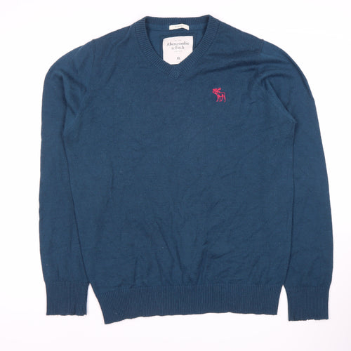 Abercrombie & Fitch Men's Blue XL V-Neck Pullover