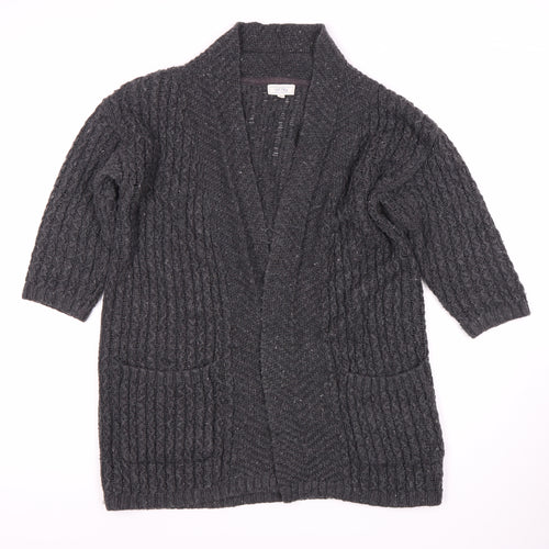 Fat Face Women’s Grey Cable-Knit Open Front Cardigan