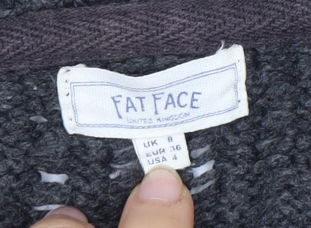 Fat Face Women’s Grey Cable-Knit Open Front Cardigan