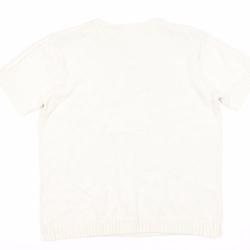 Women's White Cotton Pullover Jumper M