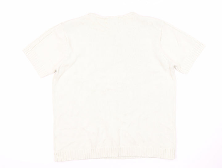 Women's White Cotton Pullover Jumper M
