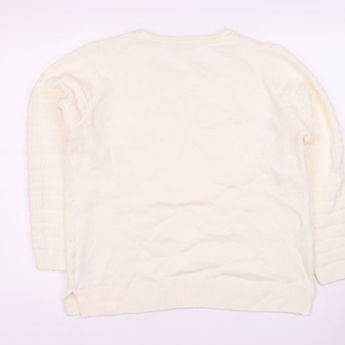 Isle Women's Ivory Pullover Jumper M, Long Sleeve Knit