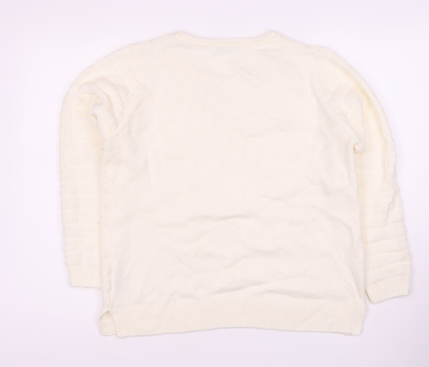 Isle Women's Ivory Pullover Jumper M, Long Sleeve Knit