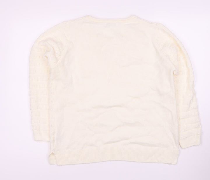Isle Women's Ivory Pullover Jumper M, Long Sleeve Knit