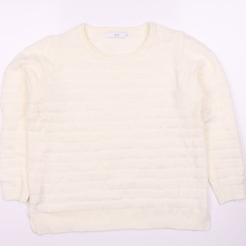 Isle Women's Ivory Pullover Jumper M, Long Sleeve Knit