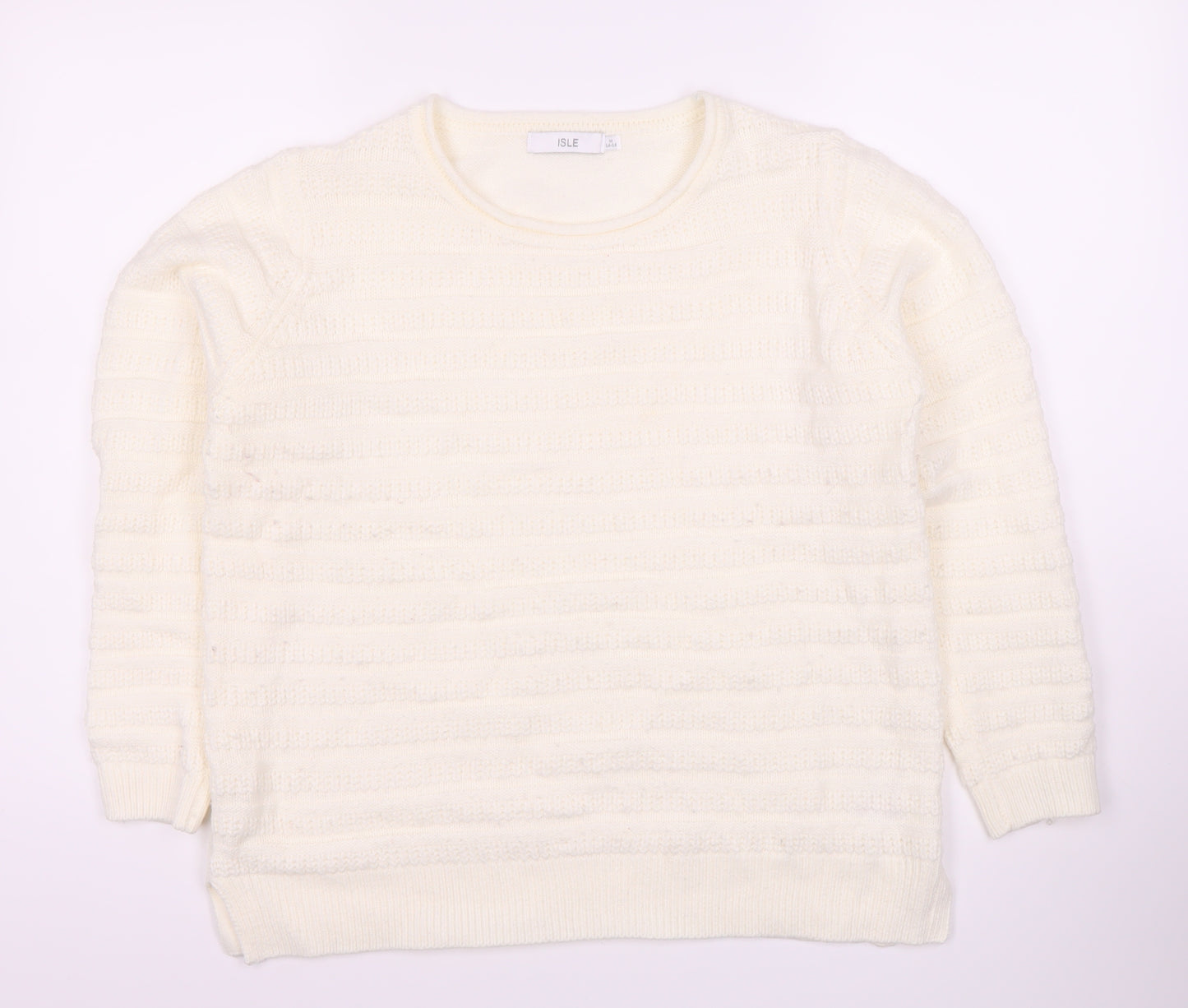 Isle Women's Ivory Pullover Jumper M, Long Sleeve Knit