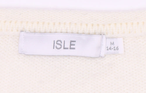 Isle Women's Ivory Pullover Jumper M, Long Sleeve Knit