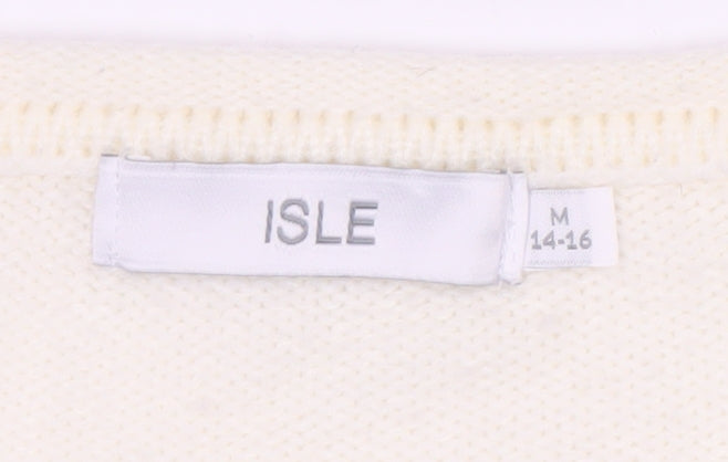 Isle Women's Ivory Pullover Jumper M, Long Sleeve Knit