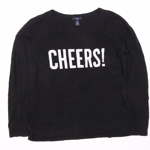 Gap Women's Black M Pullover Jumper - Cheers Graphic