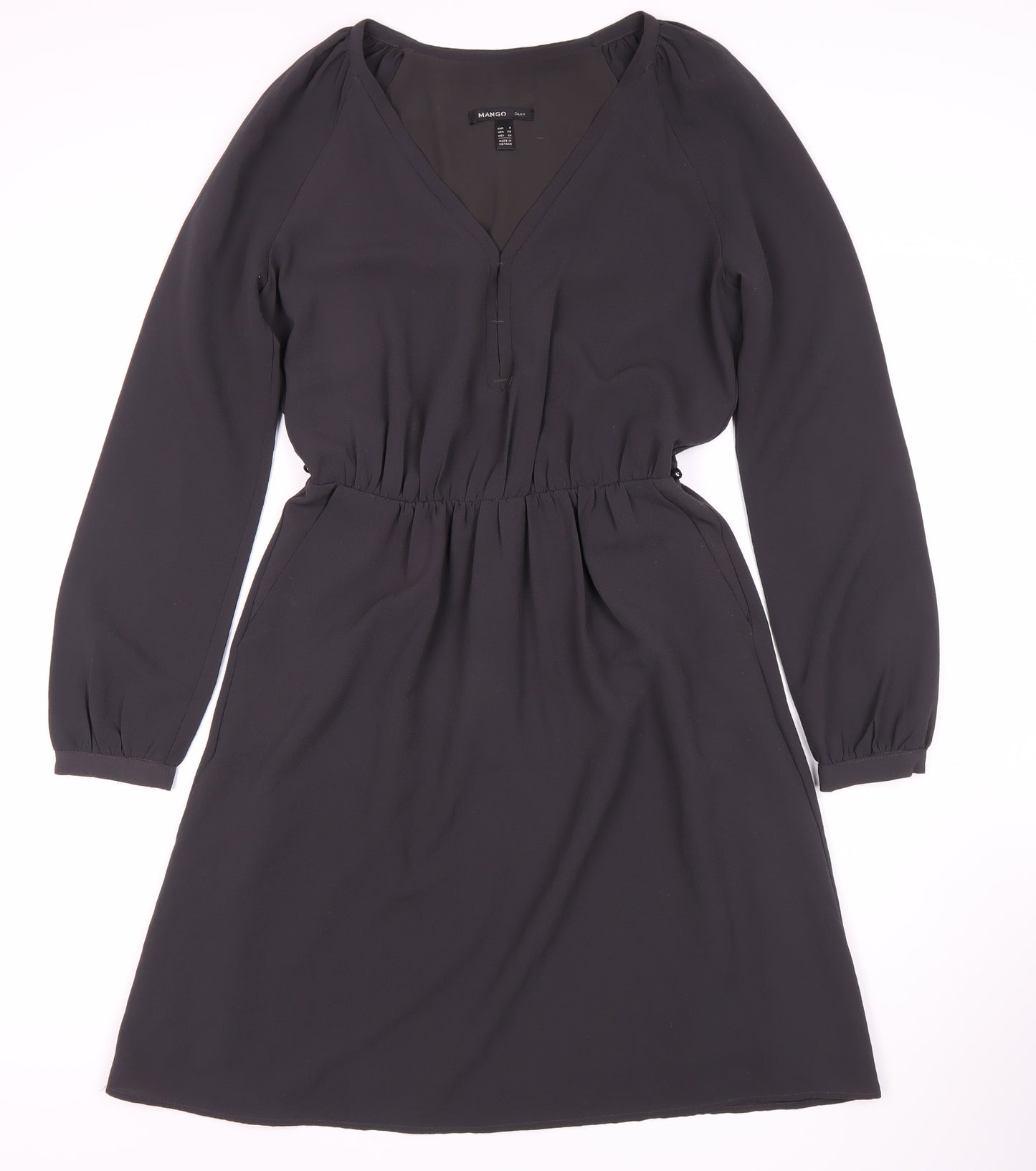 Mango Women's Black Shift Dress S Long Sleeve Classic