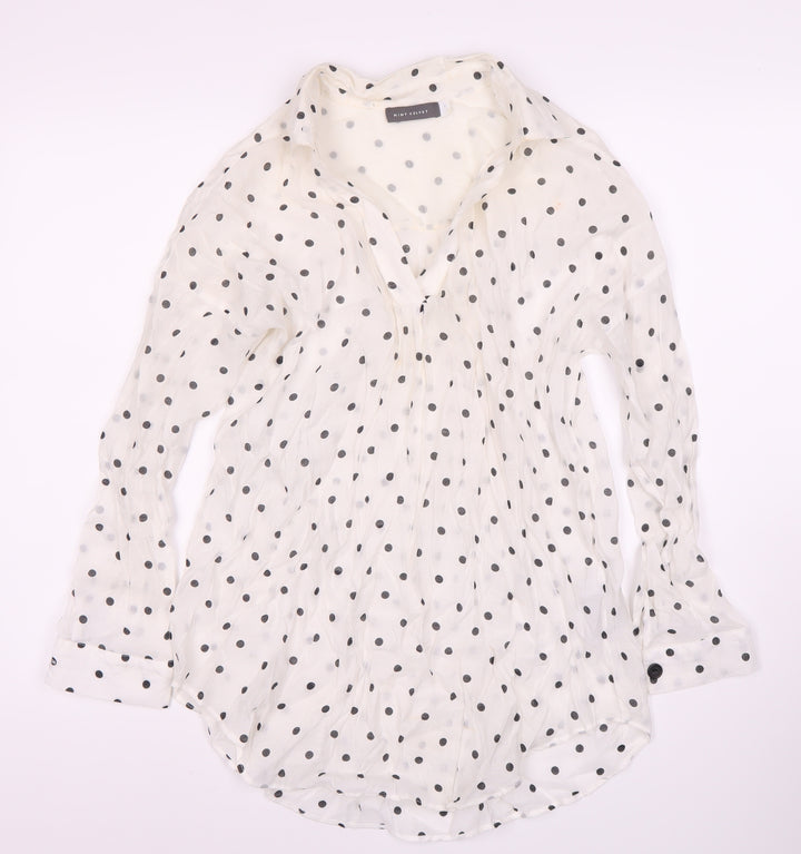 Mint Velvet Women's White Polka Dot Blouse, Size S