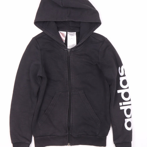 Adidas Boys Black Full Zip Hoodie 9-10 Years