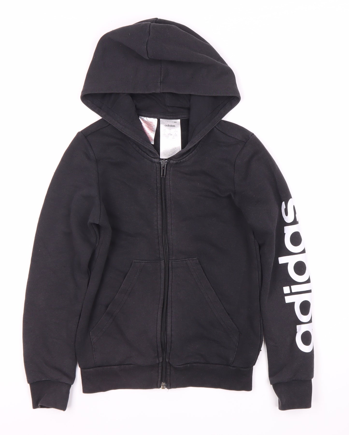 Adidas Boys Black Full Zip Hoodie 9-10 Years