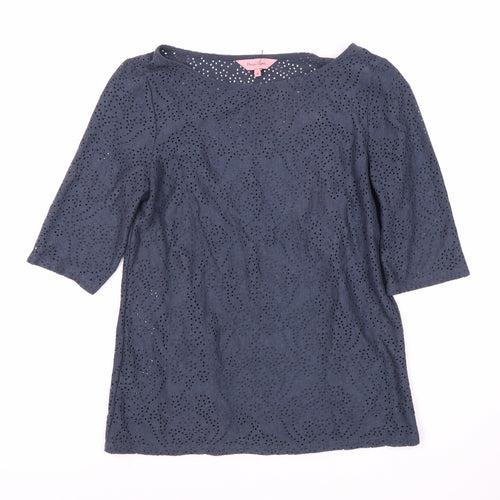 Lindex Women's Blue Boat Neck Lace Top Size 8