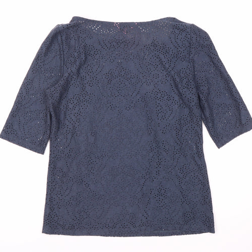 Lindex Women's Blue Boat Neck Lace Top Size 8