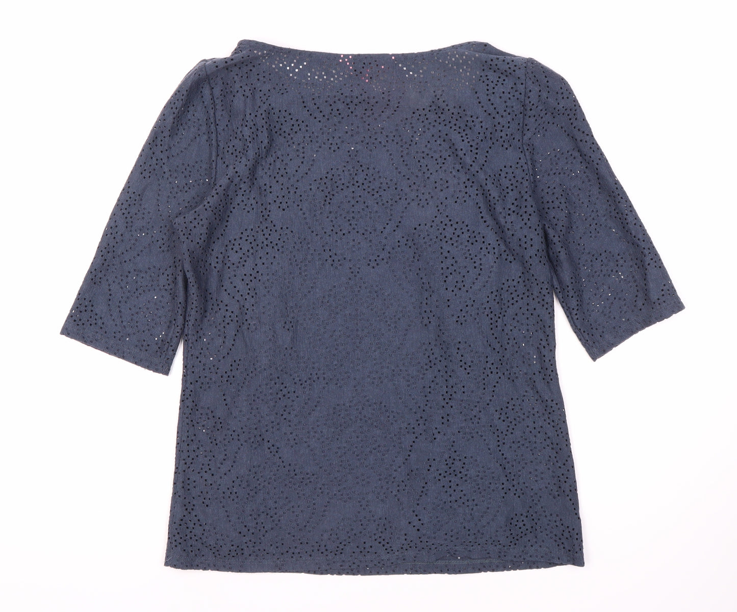 Lindex Women's Blue Boat Neck Lace Top Size 8