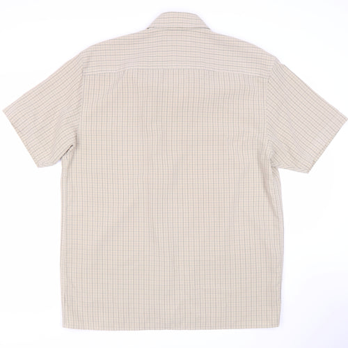 Thomas Nash Men's Beige Check Short Sleeve Shirt M