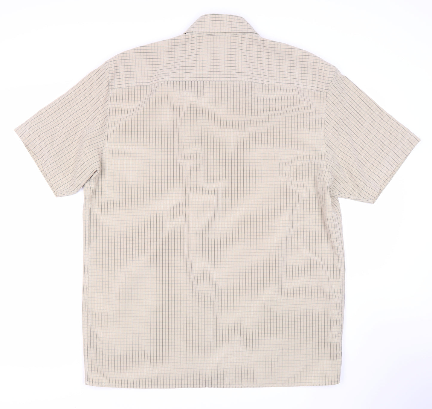 Thomas Nash Men's Beige Check Short Sleeve Shirt M