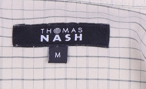 Thomas Nash Men's Beige Check Short Sleeve Shirt M