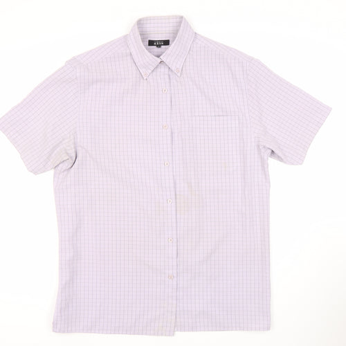 Thomas Nash Men Grey Check Short Sleeve Shirt M
