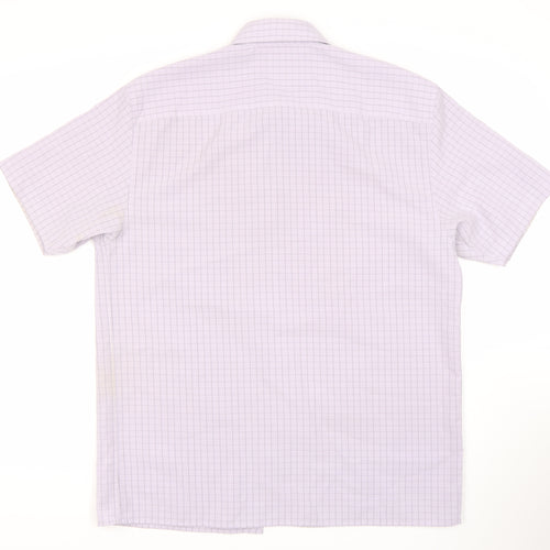 Thomas Nash Men Grey Check Short Sleeve Shirt M