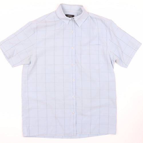 Thomas Nash Men's Blue Check Short Sleeve Shirt M