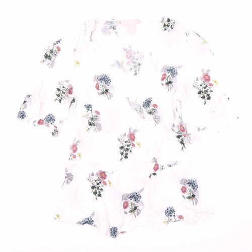 Oasis Women's Multicoloured Floral Wrap Blouse Size 10