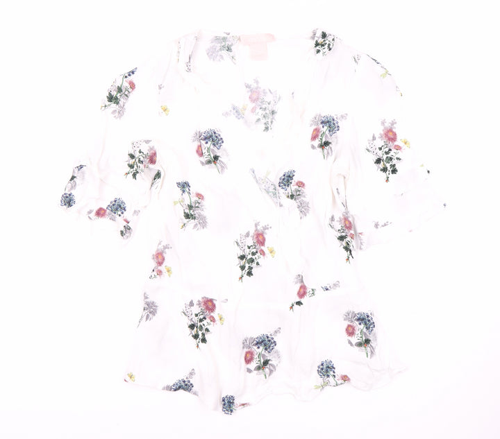 Oasis Women's Multicoloured Floral Wrap Blouse Size 10