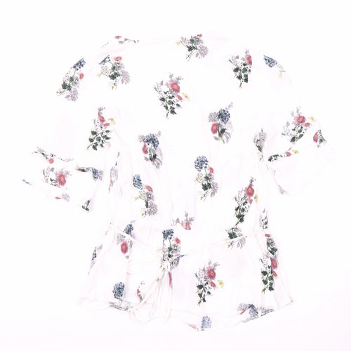 Oasis Women's Multicoloured Floral Wrap Blouse Size 10
