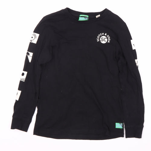 Scotch & Soda Boys Black Graphic Long Sleeve T-Shirt, Size M