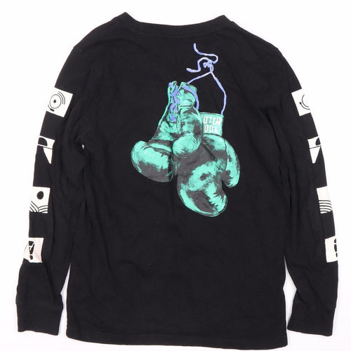 Scotch & Soda Boys Black Graphic Long Sleeve T-Shirt, Size M