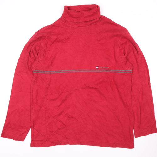 Tommy Hilfiger Men's Red Pullover Sweatshirt, L, Logo Accent
