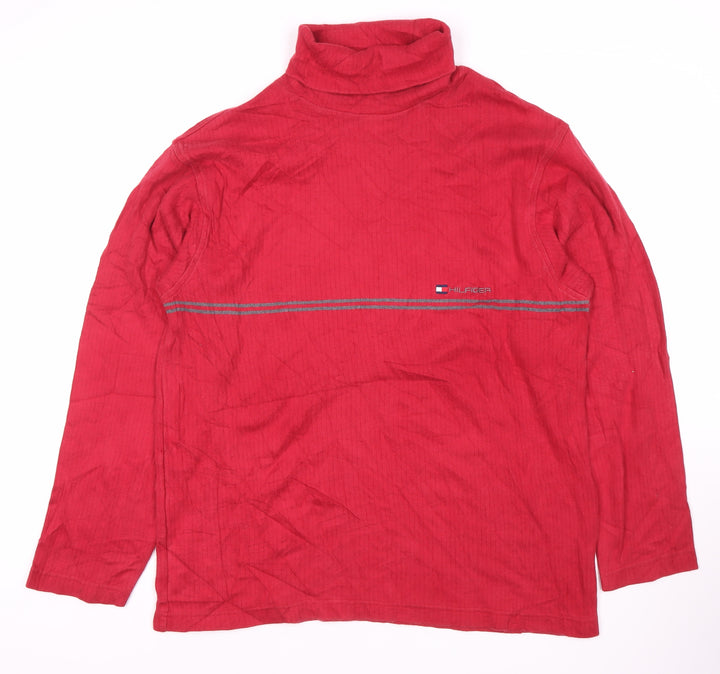 Tommy Hilfiger Men's Red Pullover Sweatshirt, L, Logo Accent