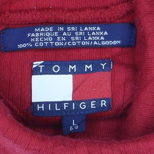 Tommy Hilfiger Men's Red Pullover Sweatshirt, L, Logo Accent