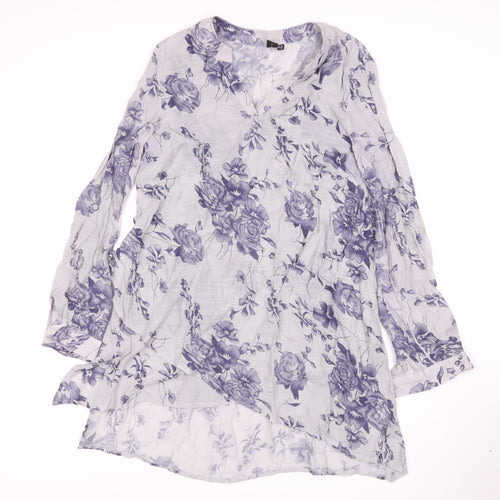 Izabel London Women's Blue Floral V-Neck Blouse Size 10