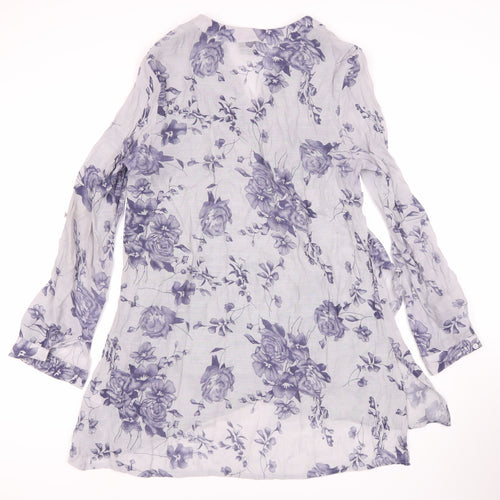 Izabel London Women's Blue Floral V-Neck Blouse Size 10