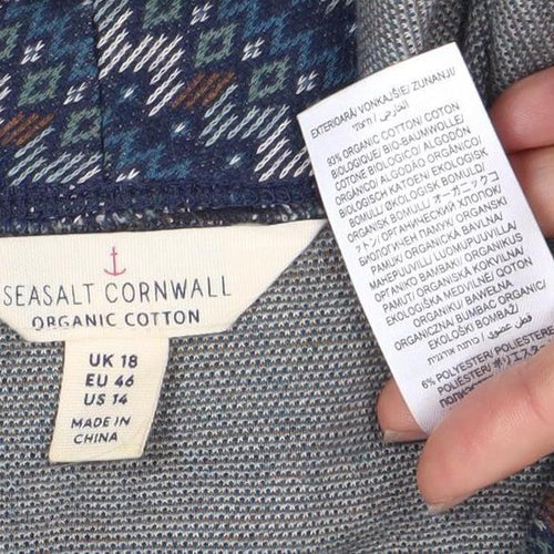 Seasalt Cornwall Women's Blue Geometric Knit Top, Size 18