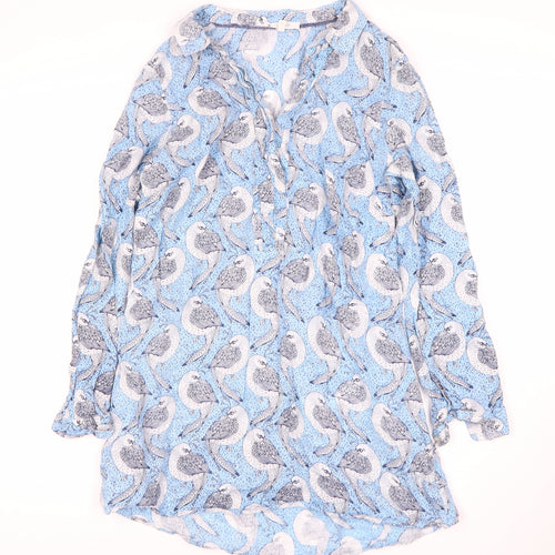 White Stuff Women's Blue Parrot Print Tunic Blouse Size 10