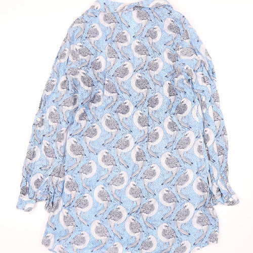 White Stuff Women's Blue Parrot Print Tunic Blouse Size 10